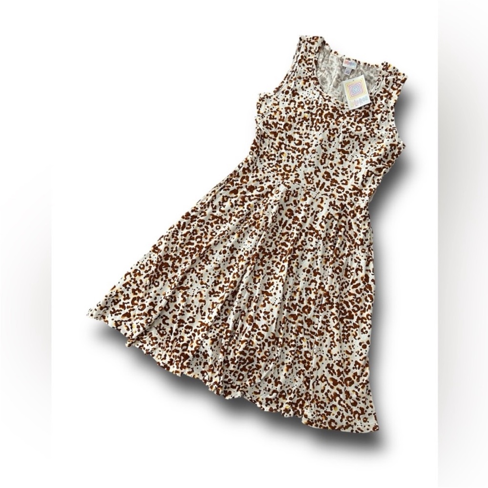 LuLaRoe Brown and Tan Flutter Sleeve Sundress